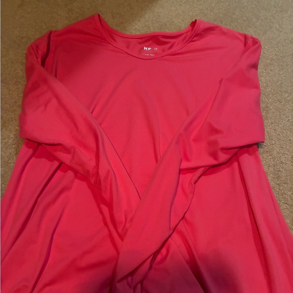 SHEIN Hot Pink Long Sleeve Crewneck Top
